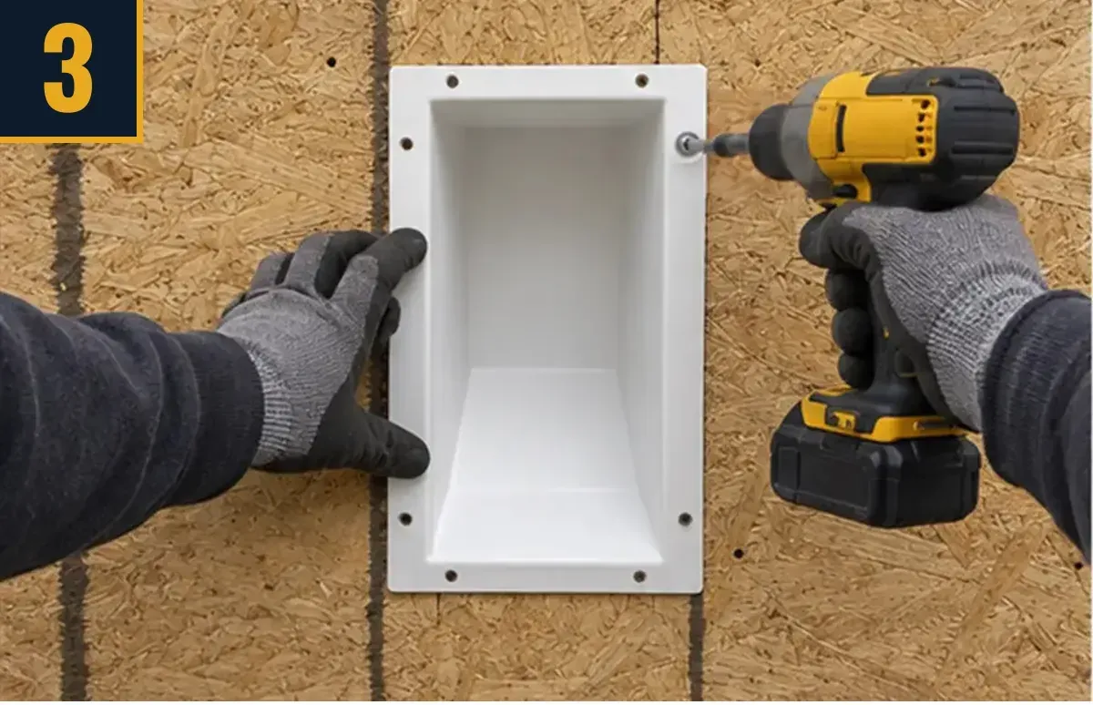 Driving deck screws through the Lineset Box flange