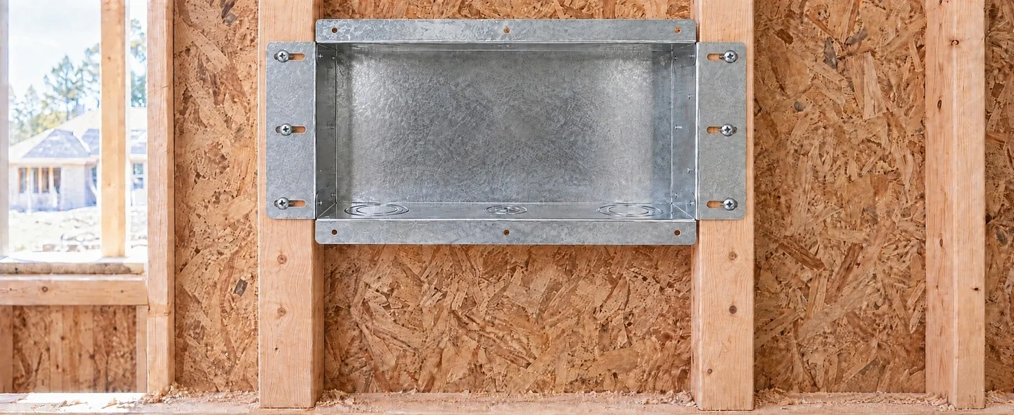 Star Box mounted between wood studs